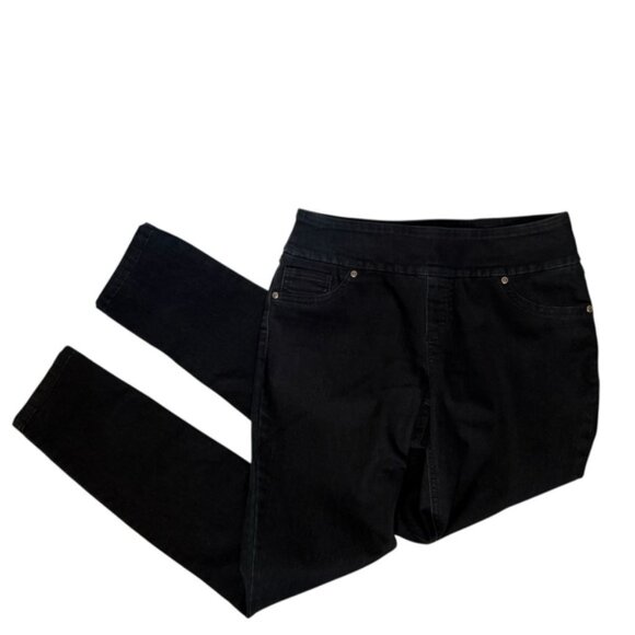 UP! JEGGINGS BLACK DENIM JEANS LEGGINGS SKINNY PULL ON STRETCH SIZE 6 - Picture 1 of 10